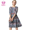 Wholesale womens clothing latest design long umbrella dress colorful stripe casual dress Z033