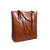 1HD0256 Promotional New Trendy Retro Brown Shoulder Bags Large Capacity Woman PU Leather Tote Bag For Stylish Girls