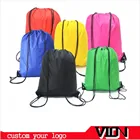 Cheap custom logo 210D polyester drawstring promotional bag
