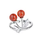 SSDR100 Cherry Series Sterling Silver Garnet Silver Ring Resizable Jewelry