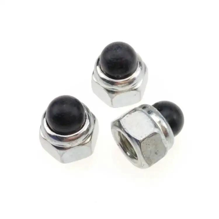 Galvanized Carbon Steel Cap Nuts Plastic Domed Head M5 for Bolts