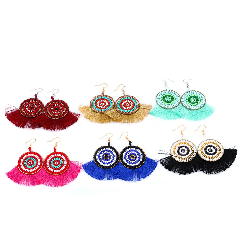 Fashion Multicolor Bead Round Earrings for women beaded Tassel sequin Earrings, Color can as your request
Fashion Multicolor Bead Round Earrings for women beaded Tassel sequin Earrings, Color can as your request