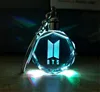 wholesale Glowing crystal keychain custom 3D Laser Engraving logo LED Crystal Keychain for Promotion Gift