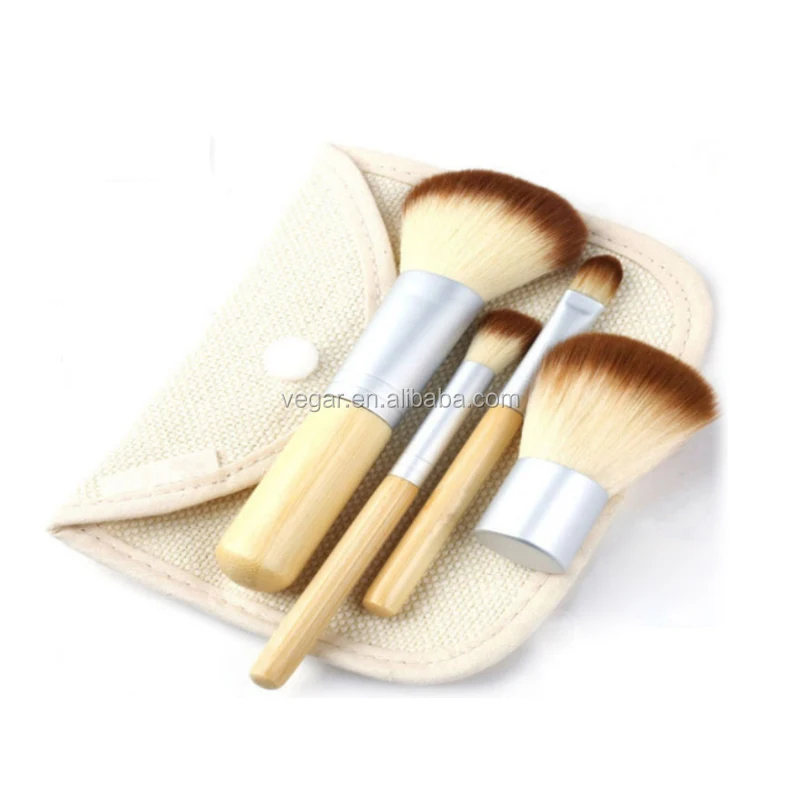 professional kabuki makeup brush Cute Mini 4pcs Makeup Brush Set with Fabric bag