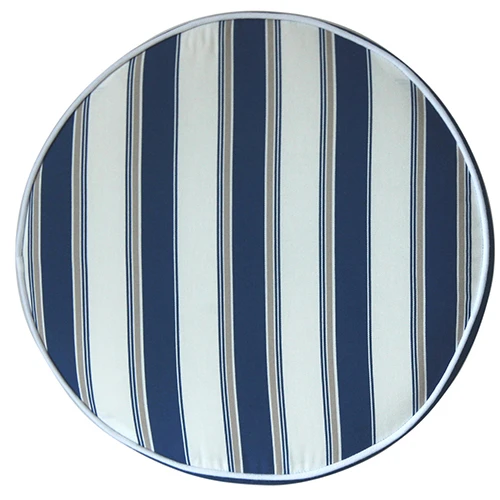 Stripe Home Pillow Waterproof Fabric round blue and white Cushion with piping