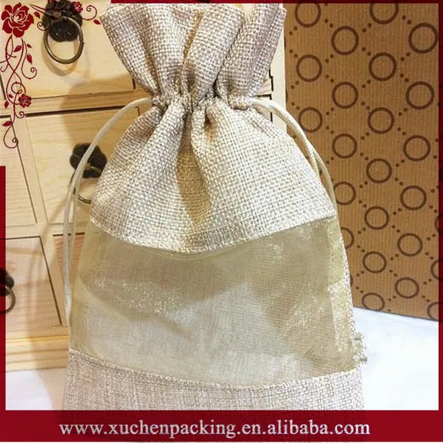 christmas promotional drawstring burlap hessian pouches bags