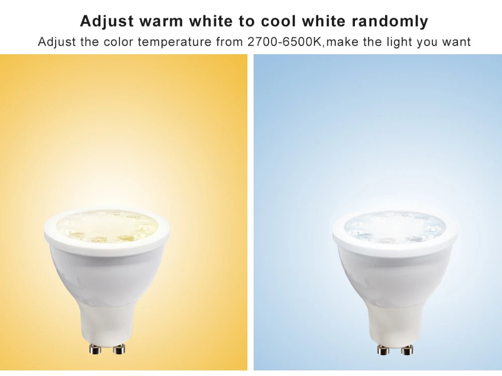 GLEDOPTO SOPOSH RGB And Dual White 5W GU10 Bulb RGBW/CW 2700-6500K LED Spotlight AC100-240V Zigbee ZLL Work With Alexa Puls LED - ANKUX.COM