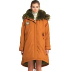 Customized Fashion Clothing Ginger Yellow Fur Hooded Jacket Packable Womens Long Down Winter Coats