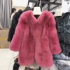 Celebrity fashion winter overcoat winter latest pure fur jacket russian women luxury whole piece thick real fox fur coat