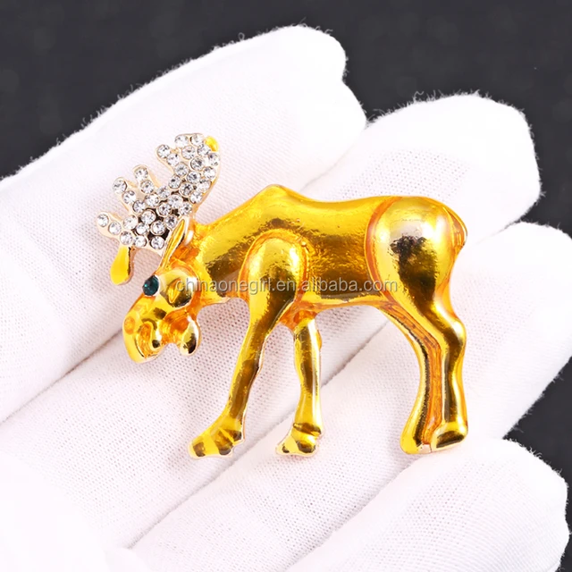 rhinestone elk deer brooches pins 2017 unique design christmas