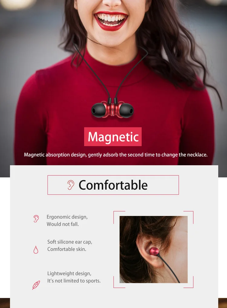 Oem Fancy Earphone Magnetic Stereo Sport Wireless Headset Bluetooth Mini Headphone - ANKUX.COM