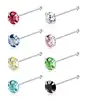 3MM Studs Pin 925 Sterling Silver Mix Color Round Cz Body Piercing Jewelry Crystal Nose Ring