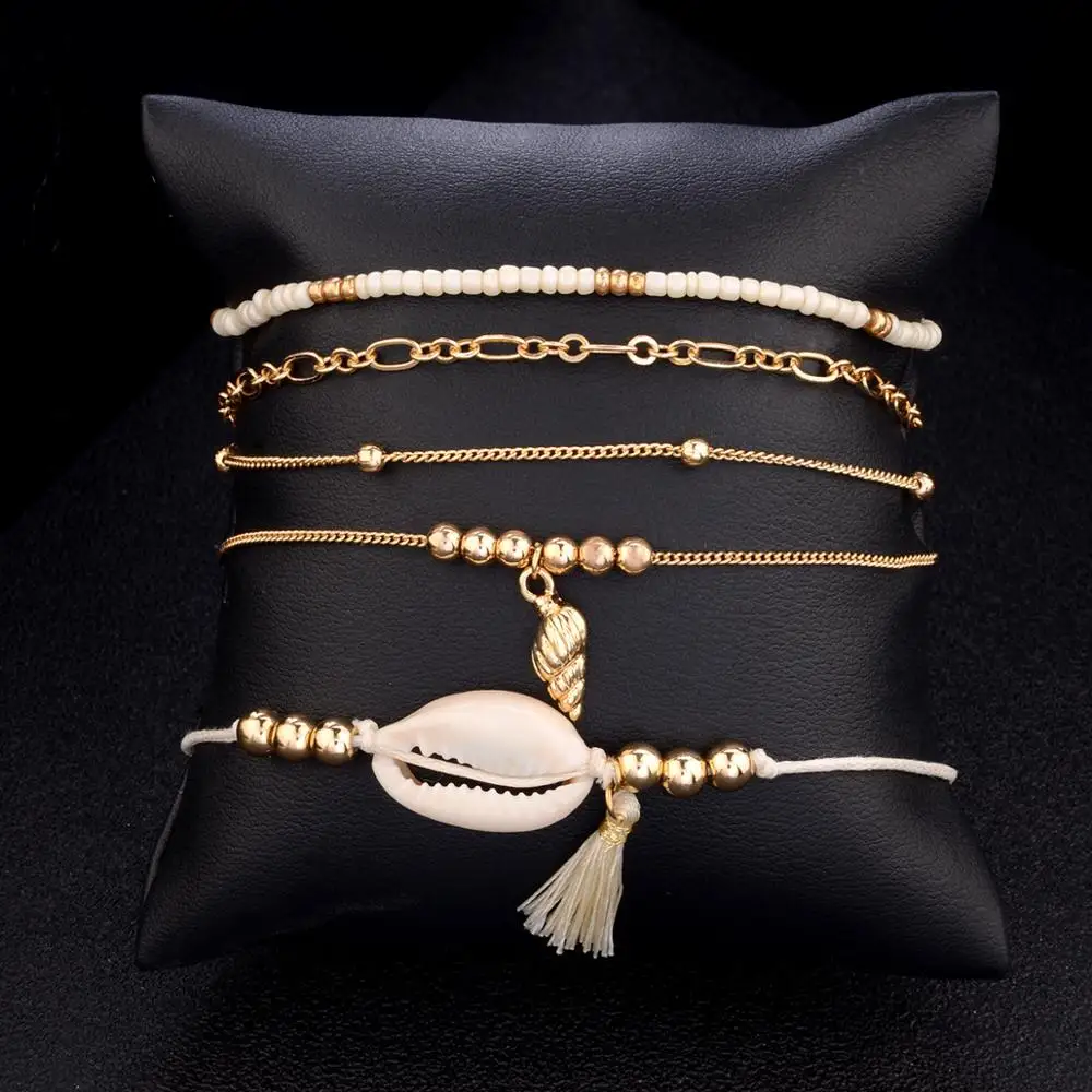 5 Pcs/ Set Women Fashion Bracelet Conch Shell Beads Tassels Chain Leather Bracelet Set Personality Beach Jewelry (KB8012), As picture
5 Pcs/ Set Women Fashion Bracelet Conch Shell Beads Tassels Chain Leather Bracelet Set Personality Beach Jewelry (KB8012), As picture