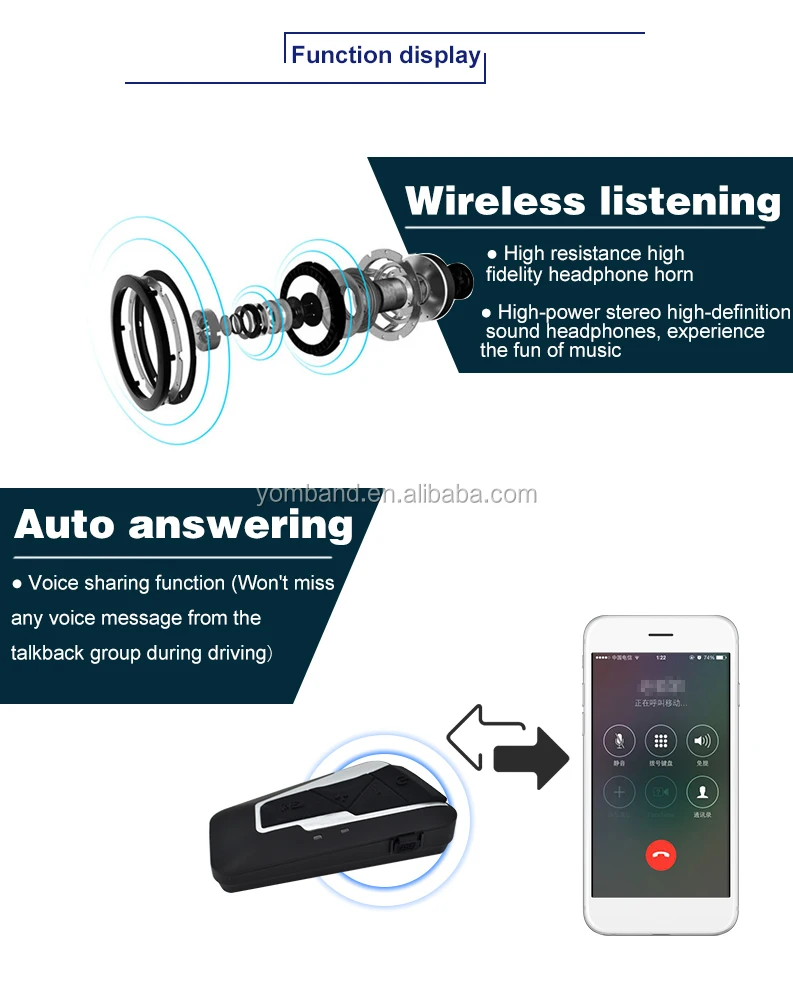 New Arrival T9S Waterproof IP67 Bluetooth Intercom for Helmet FM 1200m Talking Distance Motorcycle Bluetooth Intercom Headset