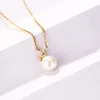 Baroque Thin 14k Gold Chain Necklace Designs with Pearl Pendant