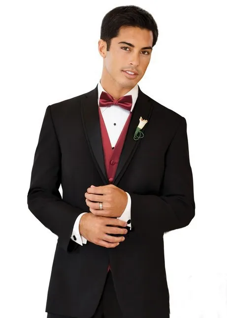 Custom Made Black Groom Tuxedos Shawl Lapel Groomsmen Men Wedding Tuxedos Bridegroom Prom Suits