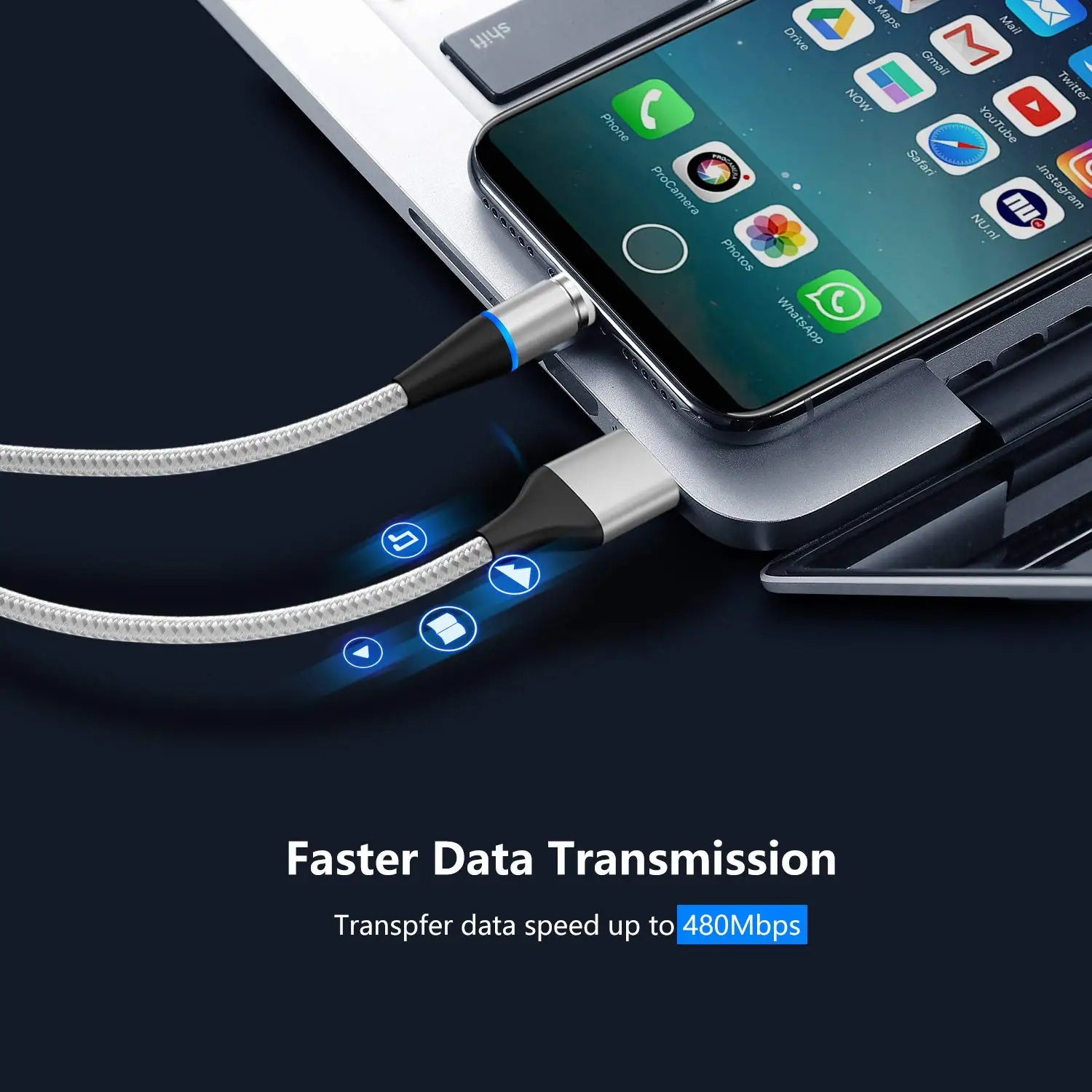Magnetic USB Cable 3A Fast Charging Micro Type C Lighting Charger Data Cabo For iPhone xr 8 plus Samsung xiaomi Android - ANKUX.COM