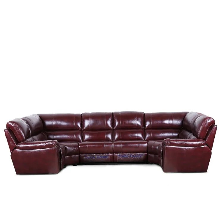 European Modern Leather Cheap Small Purple U Shaped 7 Seater