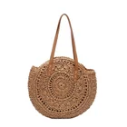 Wholesale Summer handle straw tote bag Cork Straw Bag crochet woven beach raffia bags handbag