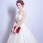 Wholesale Fashion Design bridal wedding gown V- Neck Sleeveless Embroidery Transparent Long wedding Dress