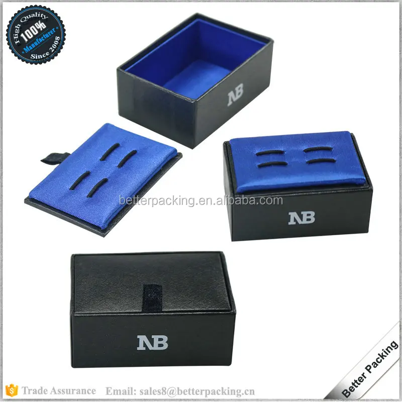 Popular Black Texture Paper Satin Lining Cufflinks Gift Box