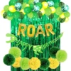 Dinosaur Banner ROAR letter foil latex confetti Balloons green curtain, Kids Dinosaur Birthday Party favors Supplies