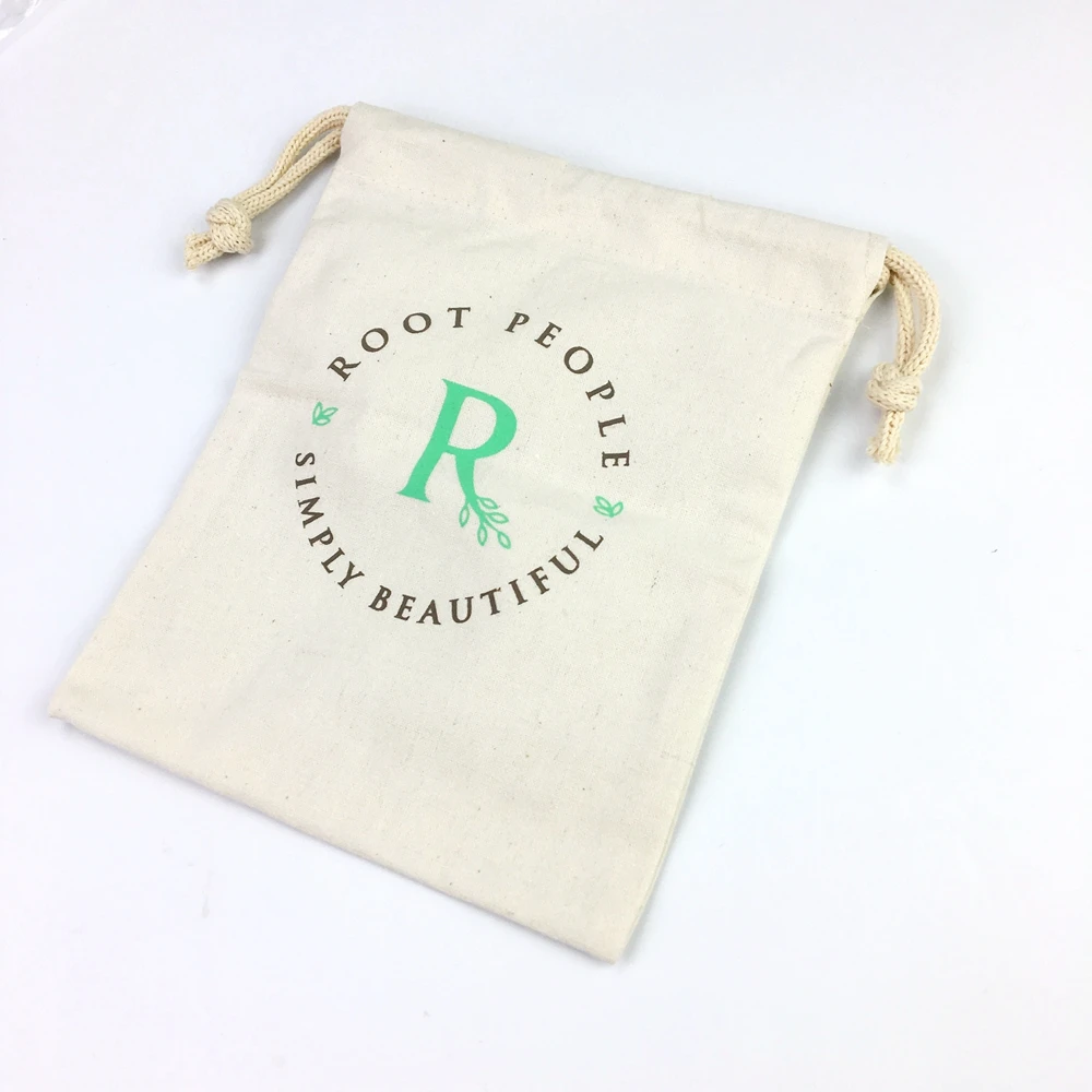 cotton canvas fabric muslin drawstring bag with custom logo