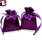 12*9cm Custom pouch packaging Satin Fabric Gift bag With Drawstring