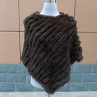 Soft Touch Feeling Real Rabbit Fur Knitted Poncho For Women Fashion Style Shawls Winter Cape Pullover