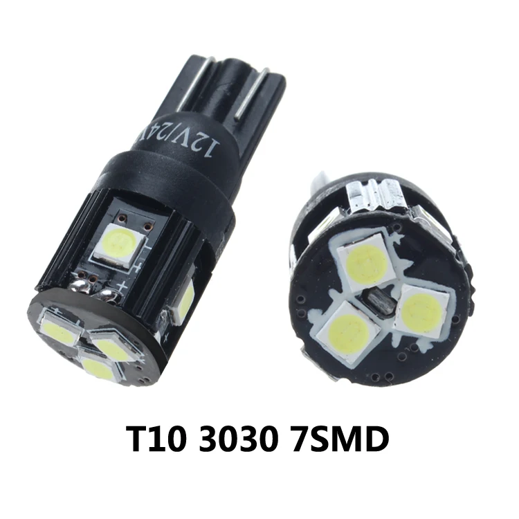 7PCS T10 3030 SMD Car LED Dashboard Gauge Wedge Lamp Light Bulbs White