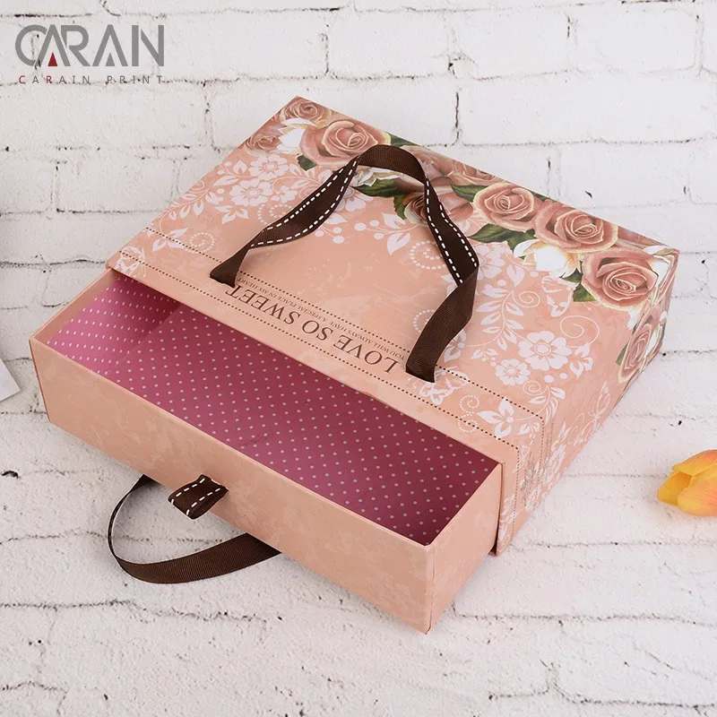 cardboard jewellry box with silk ribbon material coated paper