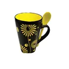 Mug and Spoon in Handle Sunflower Ceramic Cups With Spoon