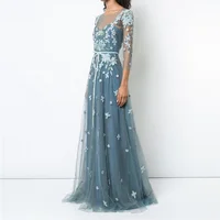 Fashion lace mesh wrap dress long blue mesh long dress floral embroidered 3/4 sleeves midi dresses
Fashion lace mesh wrap dress long blue mesh long dress floral embroidered 3/4 sleeves midi dresses