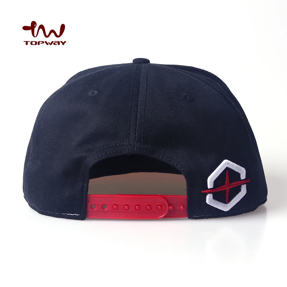 Black Cotton 6 Panel Flat Brim 3d Embroidery Snapback Cap Buy Flat