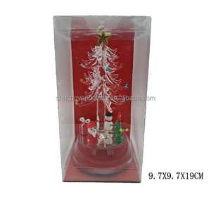 christmas gift led change light glass christmas tree table