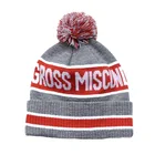 Custom print Wooly hat with bobble,winter pom poms decorate beanie hat