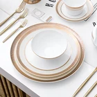 Guangzhou Wholesale Hotel Gold Bone China Beige and White Color Dish Plate/