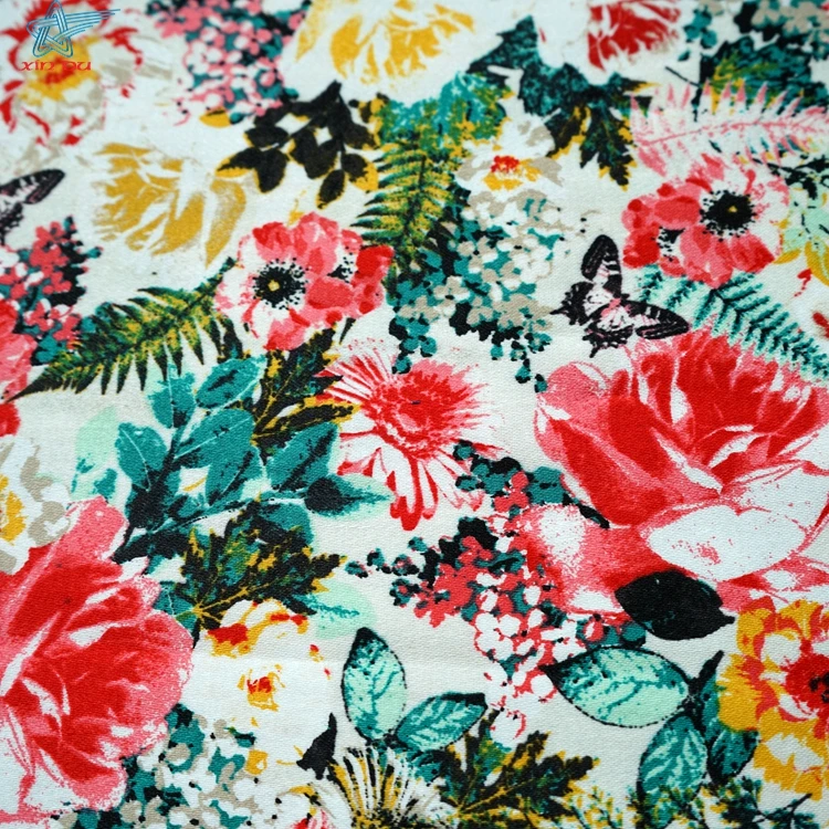 Textiles floral composition of cotton elastic satin fabric 200gsm