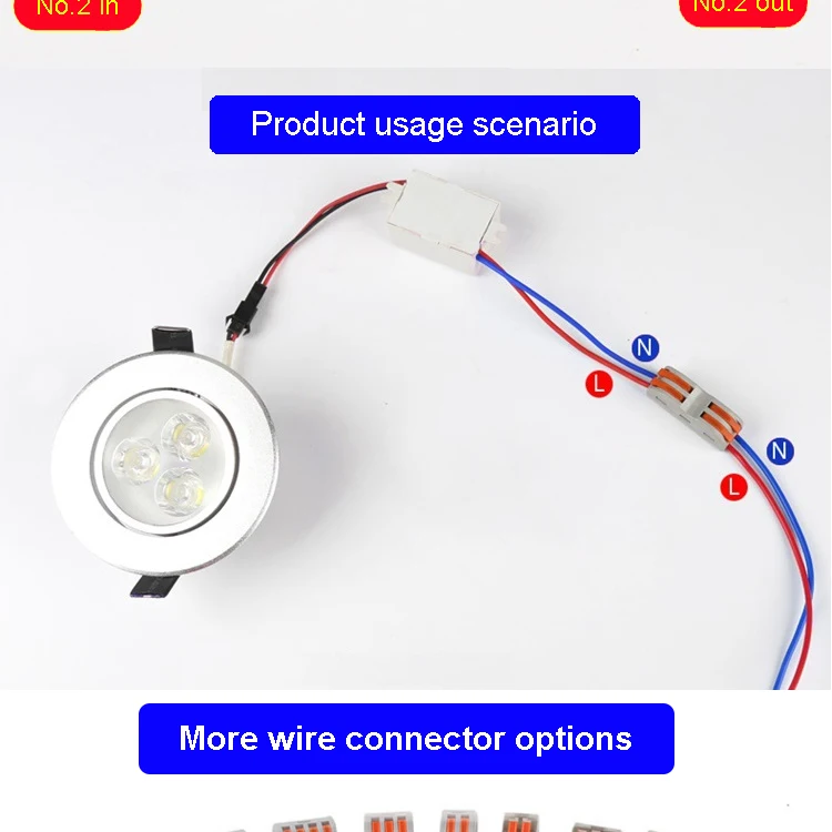 Through cage crimping LED lighting connector