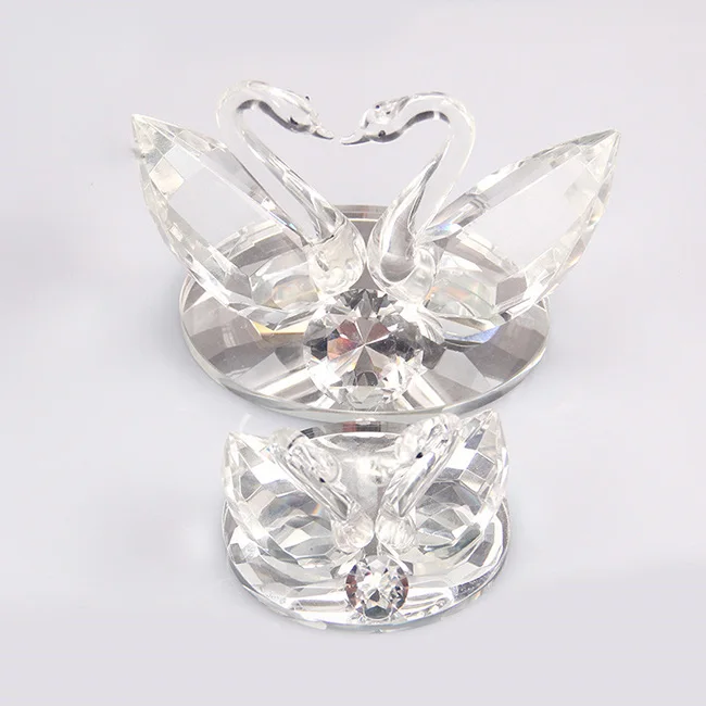 beautiful crystal glass swan love gift and decoration, crystal