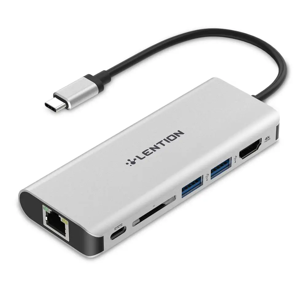 LENTION USB-C Hub with 2-Port USB 3.0+ 4K30HzHDMI+SD+RJ45(1000M ) for Apple MacBook, N/a
LENTION USB-C Hub with 2-Port USB 3.0+ 4K30HzHDMI+SD+RJ45(1000M ) for Apple MacBook, N/a