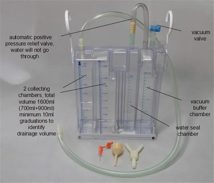 1600ml triple chamber chest drainage bottle