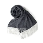 Winter long knitted wool cashmere shawl with tassels