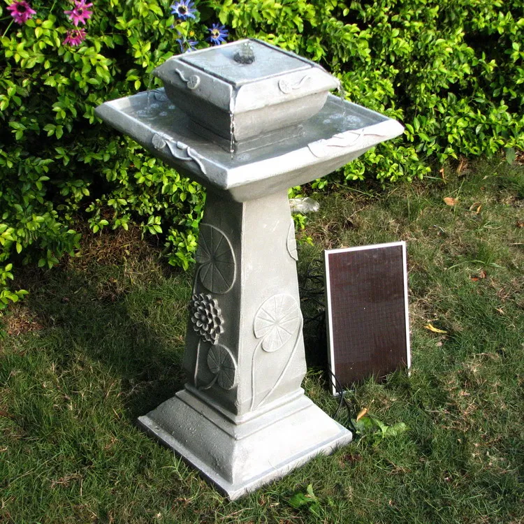 Battery Operated Fiberglass Solar Birdbath Fountain With Water Pump