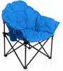 Padded Folding Moon Folding Saucer Steel Club Chair with Carry Bag and cup holder