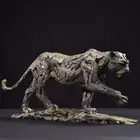 Best quality modern walking life size bronze abstract leopard sculpture for garden park decoration