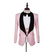 

Hot sale plus size Shawl Lapel Groom Tuxedos customized Wedding Best Man Blazer (Jacket+Pants+Tie+Vest) Pink Men Suits MMA225