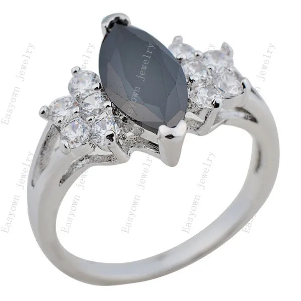 10ps/lot Size 6/7/8/9 Fashion Jewelry Women Lady Finger Rings 10KT White Gold Filled Black Zircon Ring HOT Selling RW0173