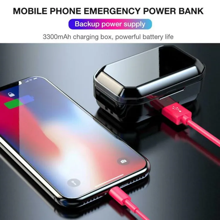 X6 TWS Waterproof Wireless Touch Earphones Blue tooth 5.0 Headset with 3000 mAh Power Bank - ANKUX.COM