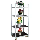 Detachable rolling metal greenhouse rack steel transport roller trolley storage flower cart with wheel